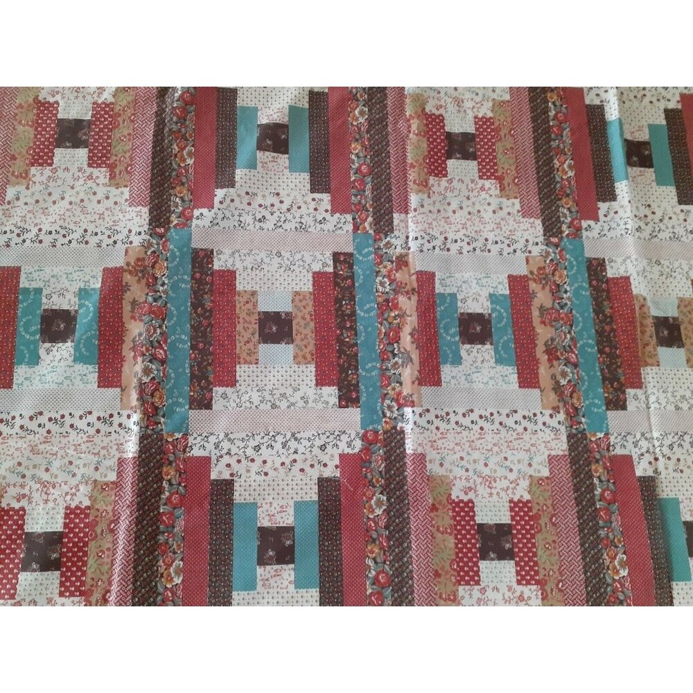 Vtg American Folk Art 1987 Spring Industries, Fabric 88” x 2 yd, Cheater Quilt